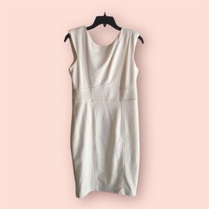 🤍 Soft cream / off-white Forever 21 knit seamed sheath dress business cocktail